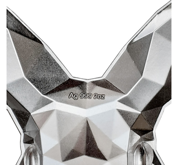 Высокорельефный серебряный слиток 2 oz Rabbit Mask Stacker 2023