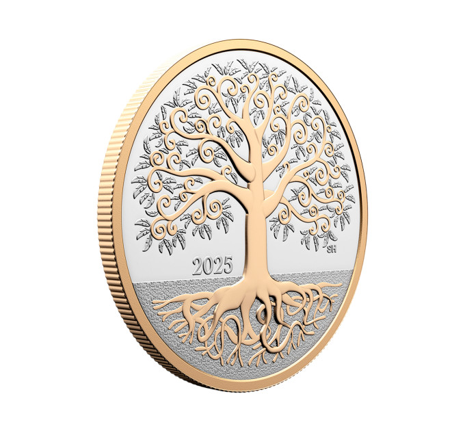 Серебряная монета Canada Tree of Life ½ oz 2025 — серебро .9999 с позолотой, номинал 10$, Royal Canadian Mint