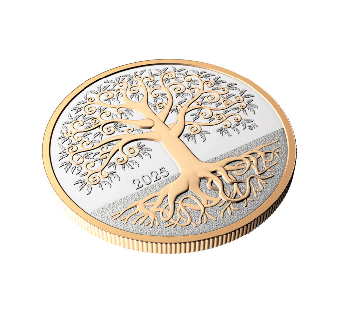 Серебряная монета Canada Tree of Life ½ oz 2025 — серебро .9999 с позолотой, номинал 10$, Royal Canadian Mint