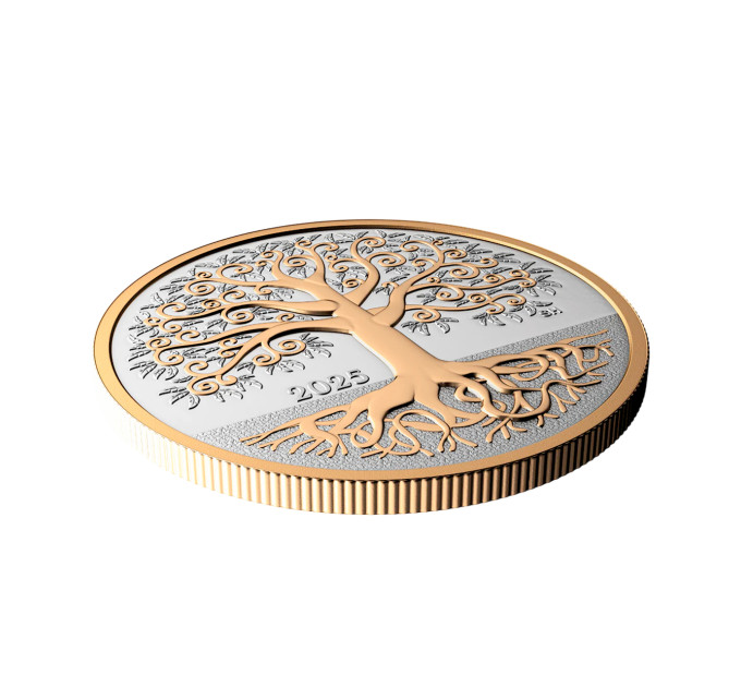 Серебряная монета Canada Tree of Life ½ oz 2025 — серебро .9999 с позолотой, номинал 10$, Royal Canadian Mint