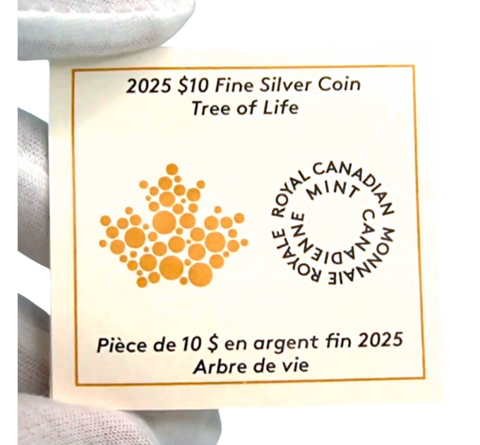 Серебряная монета Canada Tree of Life ½ oz 2025 — серебро .9999 с позолотой, номинал 10$, Royal Canadian Mint