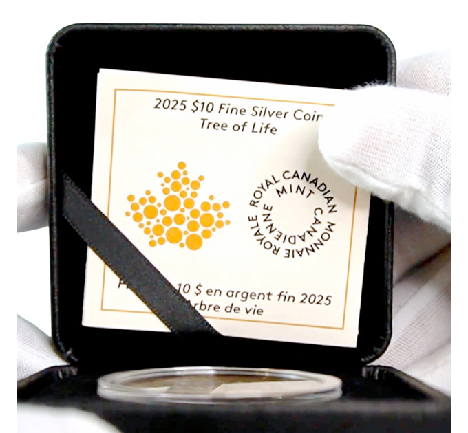 Серебряная монета Canada Tree of Life ½ oz 2025 — серебро .9999 с позолотой, номинал 10$, Royal Canadian Mint