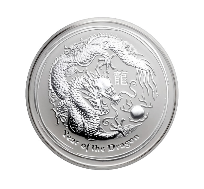 Коллекционная серебряная монета «Год Дракона» 2012, 1 унция серебра Ag .999, серия Lunar II, Австралия