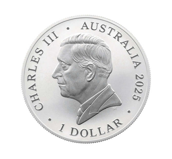 Серебряная монета 1$ «Emu» 2025, 1 унция серебра .9999, Australia Perth Mint, коллекционная, тираж 30 000