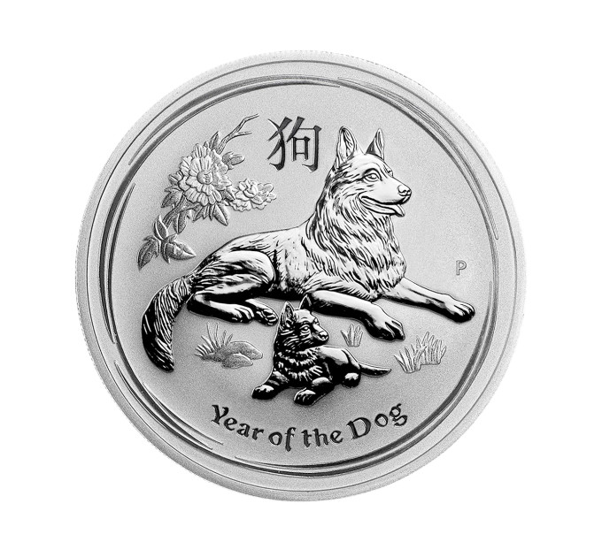 Серебряная монета 1$ «Year of the Dog» 2018 Австралия — 1 унция серебра Ag .9999, Lunar Series II