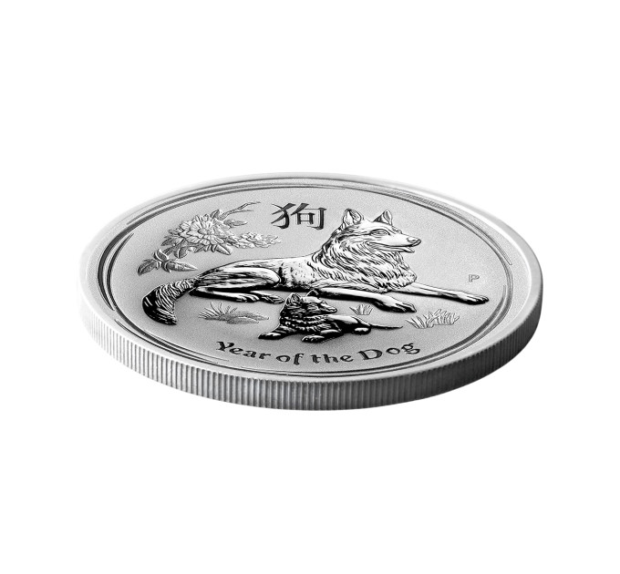 Серебряная монета 1$ «Year of the Dog» 2018 Австралия — 1 унция серебра Ag .9999, Lunar Series II