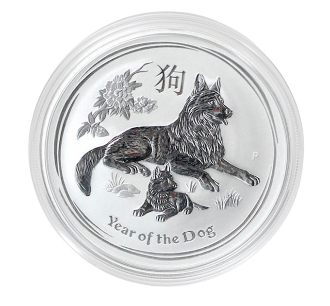Серебряная монета 1$ «Year of the Dog» 2018 Австралия — 1 унция серебра Ag .9999, Lunar Series II