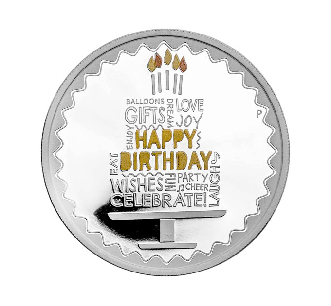 Серебряная монета Happy Birthday 2022 — 1 унция серебра .9999, подарок и коллекционная монета из Австралии