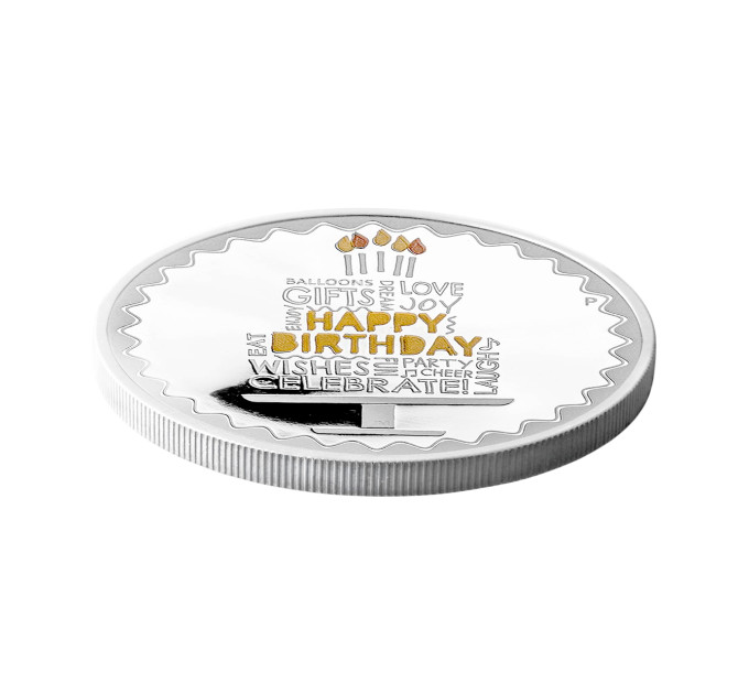 Серебряная монета Happy Birthday 2022 — 1 унция серебра .9999, подарок и коллекционная монета из Австралии