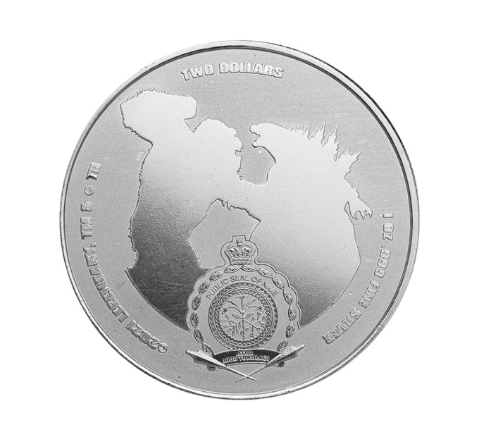 Серебряная монета Godzilla 2$ 2021 — 1 унция Ag .999, коллекционная монета Ниуэ