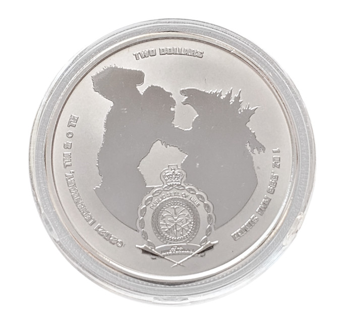 Серебряная монета Godzilla 2$ 2021 — 1 унция Ag .999, коллекционная монета Ниуэ
