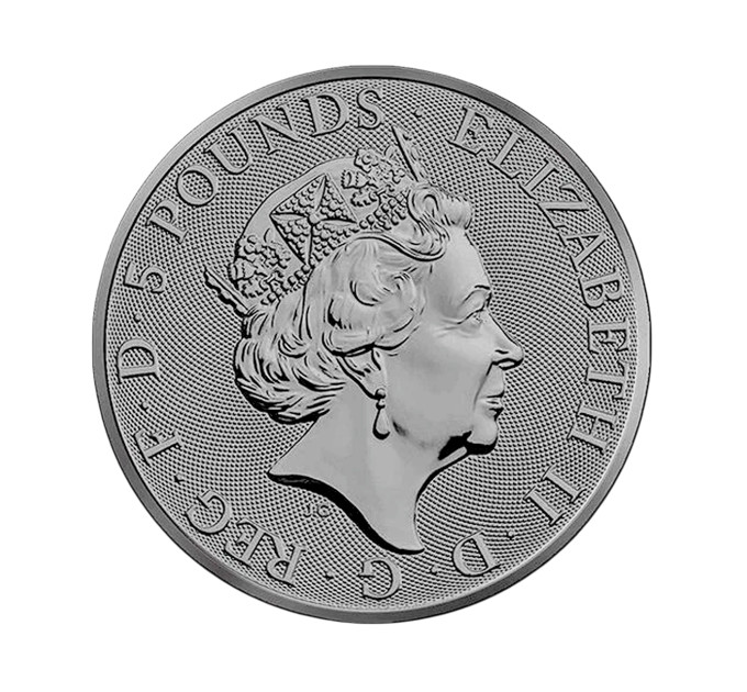 Позолоченная серебряная монета 5£ The Lion of England 2oz 2022 — коллекционная и инвестиционная