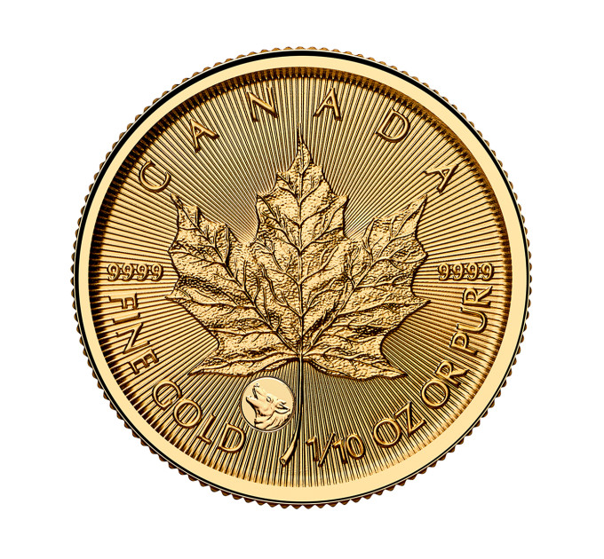 Золотая монета 5$ Кленовый Лист 1/10 oz 2026 Канада — коллекционная и инвестиционная монета