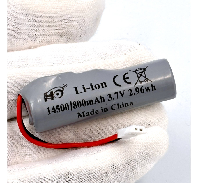 Перезаряжаемый аккумулятор 14500 3.7V 800mAh с разъемом JST-PH2.0 для игрушек и электроники