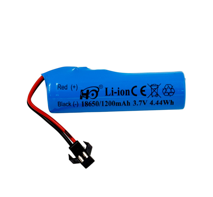 Аккумулятор Li-ion 18650 3.7V 1200mAh с разъёмом SM 2-pin для игрушек и техники