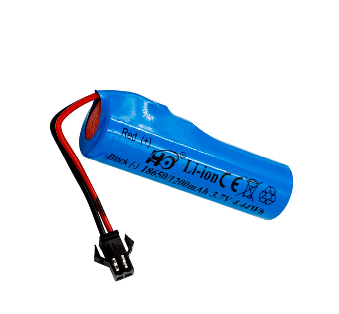 Аккумулятор Li-ion 18650 3.7V 1200mAh с разъёмом SM 2-pin для игрушек и техники