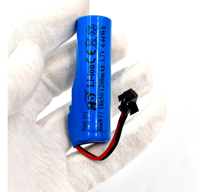 Аккумулятор Li-ion 18650 3.7V 1200mAh с разъёмом SM 2-pin для игрушек и техники
