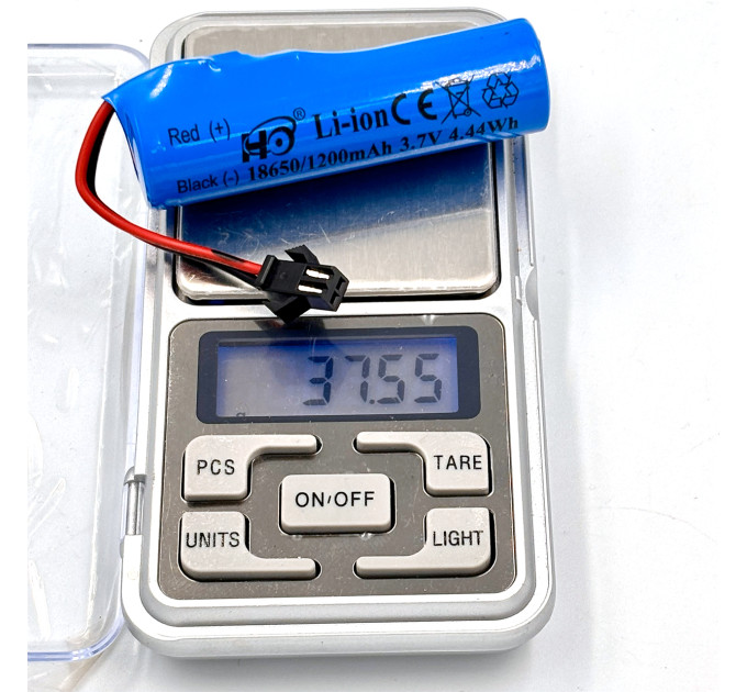Аккумулятор Li-ion 18650 3.7V 1200mAh с разъёмом SM 2-pin для игрушек и техники