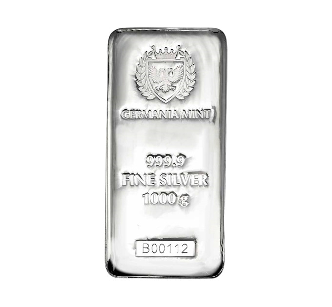 Серебряный слиток Germania Mint 1 кг .9999 с защитной голограммой.