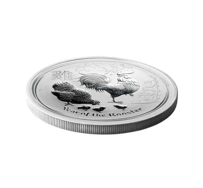 Серебряная монета Lunar II 2017 «Год Петуха», 50¢, 1/2 унции Ag 999 — инвестиционное серебро Perth Mint