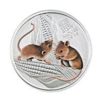 Цветная серебряная монета 50¢ «Year of the Mouse» 2020 — Австралия, 1/2 унции