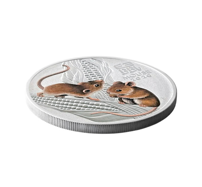 Цветная серебряная монета «Year of the Mouse» 2020, 50¢, 1/2 унции Ag 999