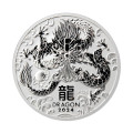 Серебряная монета «Год Дракона» 2024, 1$ 1 унция Ag 999 Perth Mint
