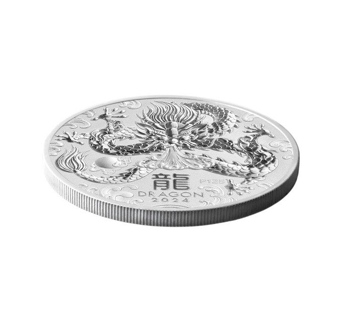 Серебряная монета «Год Дракона» 2024, 1$ 1 унция Ag 999 Perth Mint