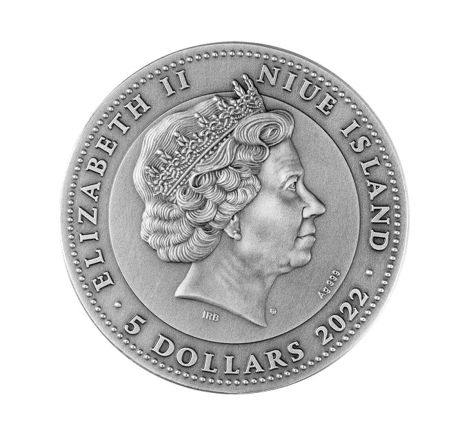 Серебряная монета «Маяк Petit Minou» 2022, 5$ Ниуэ, 2 oz Ag 999 с сертификатом, тираж 500