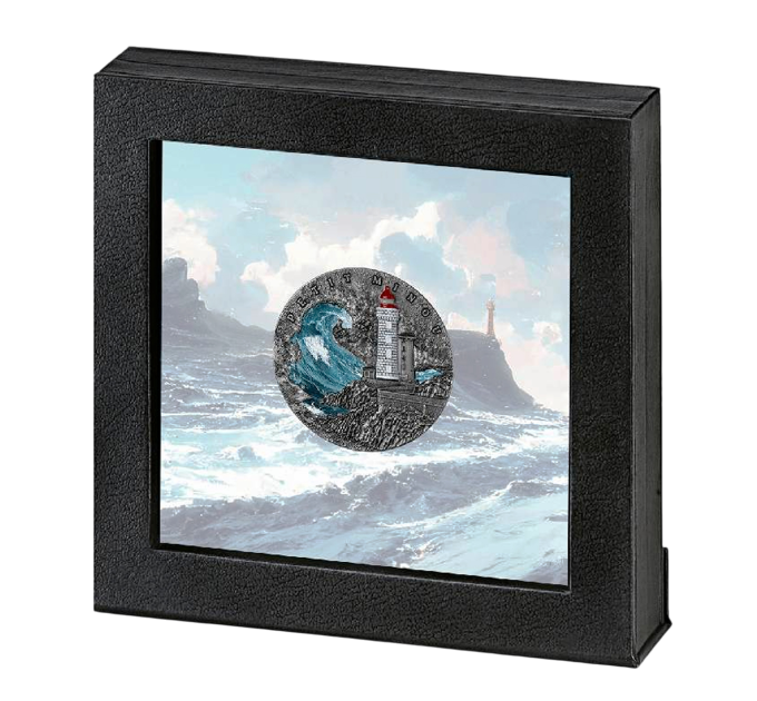 Серебряная монета «Маяк Petit Minou» 2022, 5$ Ниуэ, 2 oz Ag 999 с сертификатом, тираж 500