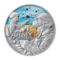 Серебряная монета 2000₣ 2 унции «Army of Drones» Камерун 2024, Ag 999