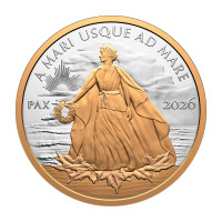 Позолоченная серебряная монета 1$ Peace Dollar 1oz 2026 Канада, Ag .9999, BU