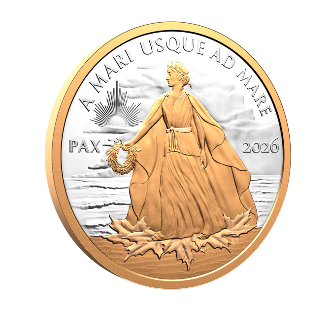 Позолоченная серебряная монета 1$ Peace Dollar 2026 Канада — коллекционное и инвестиционное серебро