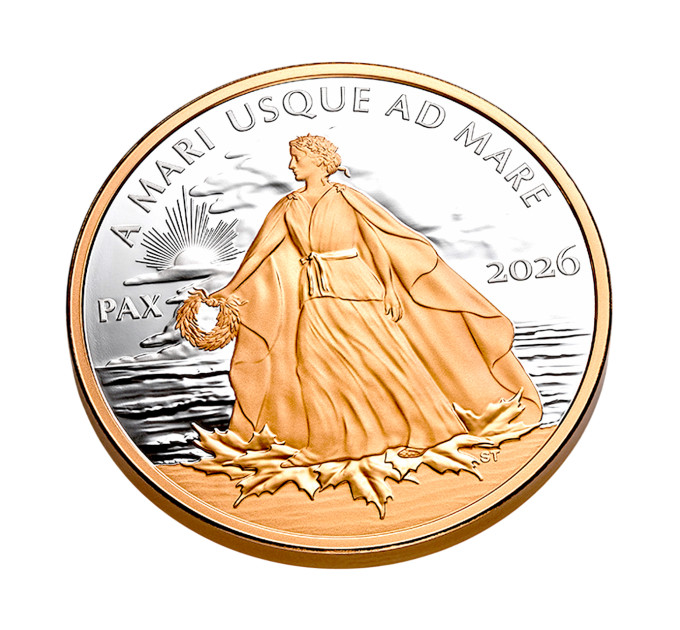 Позолоченная серебряная монета 1$ Peace Dollar 2026 Канада — коллекционное и инвестиционное серебро