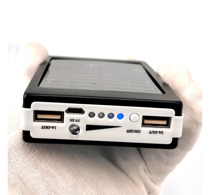 Корпус для Power Bank с солнечной панелью и фонарём на 5 аккумуляторов 18650
