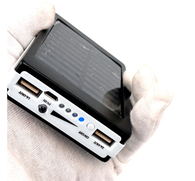 Корпус для Power Bank с солнечной панелью и фонарём на 5 аккумуляторов 18650