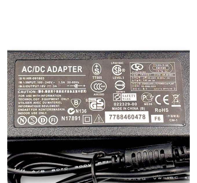 HR-091803 18V 3A 54W — стабильный импульсный адаптер для электроники и LED оборудования