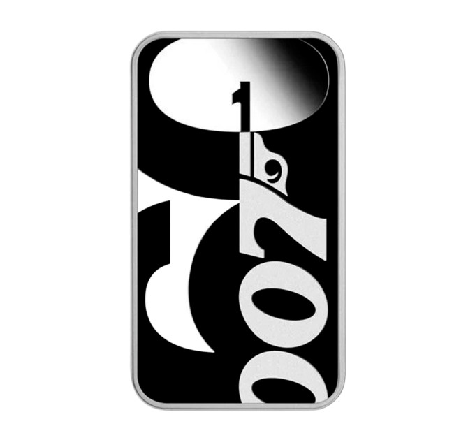 Серебряный слиток James Bond 007 60th Anniversary 1 oz 2022 Tuvalu — коллекционное серебро Ag .9999