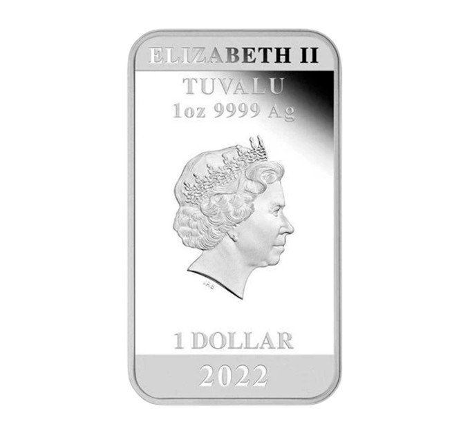 Серебряный слиток James Bond 007 60th Anniversary 1 oz 2022 Tuvalu — коллекционное серебро Ag .9999
