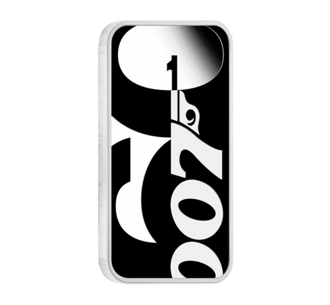 Серебряный слиток James Bond 007 60th Anniversary 1 oz 2022 Tuvalu — коллекционное серебро Ag .9999