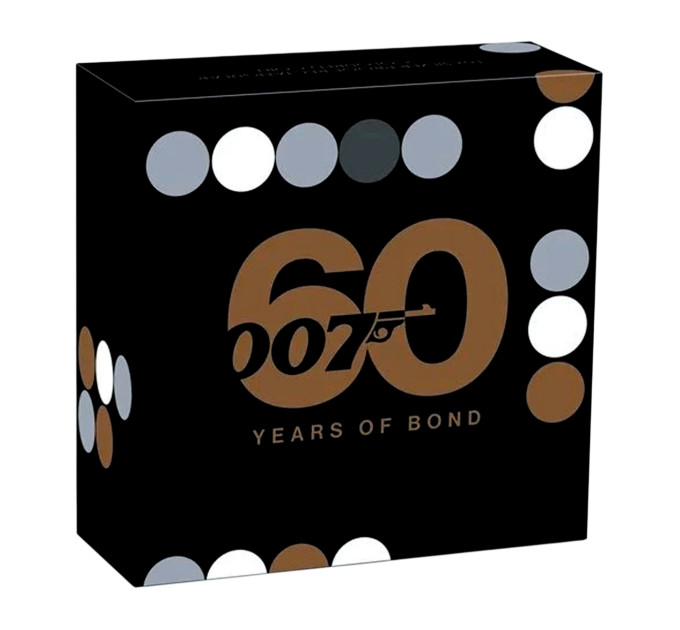 Серебряный слиток James Bond 007 60th Anniversary 1 oz 2022 Tuvalu — коллекционное серебро Ag .9999
