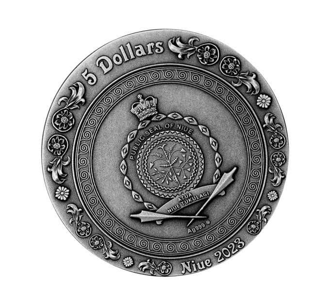 Серебряная монета 5$ Calypso Greek Mythology 2oz 2023 Ниуе — колекционная и инвестиционная раритет