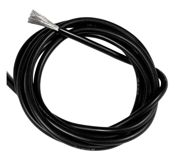 Силовой силиконовый кабель 7 AWG (12 мм²) Черный — термостойкий гибкий провод до 120А