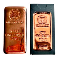 Відлитий мідний злиток Germania Mint Premium 1кг Польша