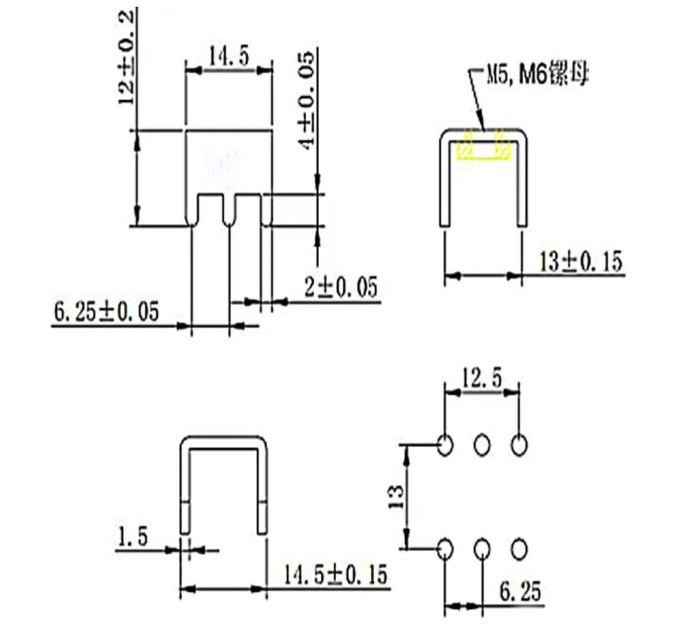 Винтовая силовая клемма PCB-10DM6 120A М6 — зажимной терминал на плату для BMS и инверторов