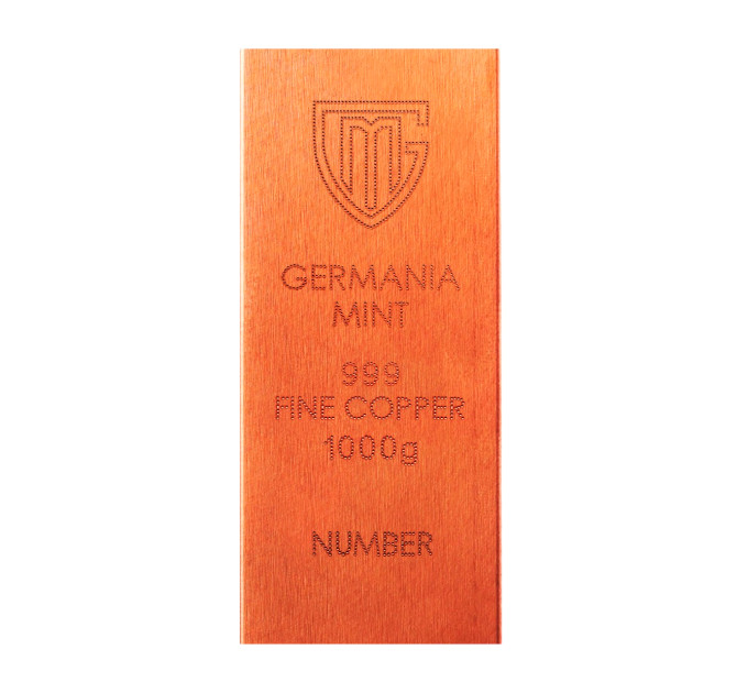 Germania Mint Raw Bar 1000g Cu 999.9 — інвестиційний мідний злиток 1 кг (Польща)
