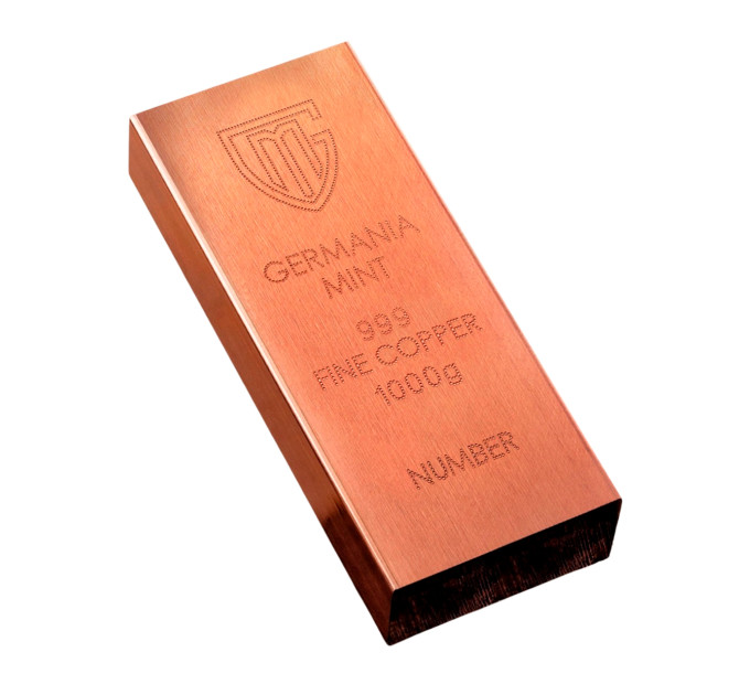 Germania Mint Raw Bar 1000g Cu 999.9 — інвестиційний мідний злиток 1 кг (Польща)