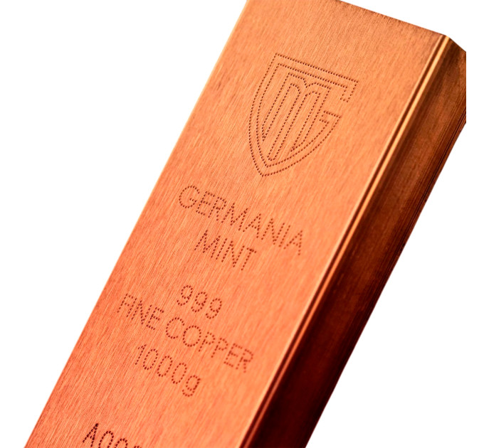 Germania Mint Raw Bar 1000g Cu 999.9 — інвестиційний мідний злиток 1 кг (Польща)