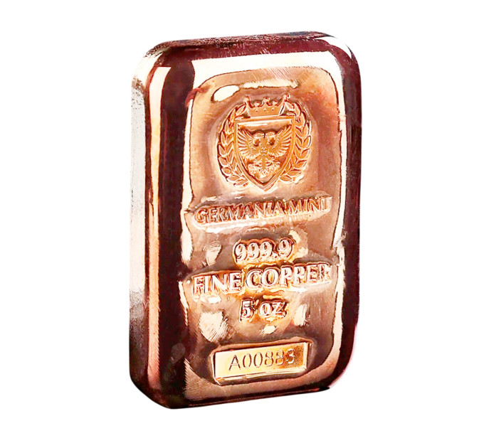 Мідний литий злиток Germania Mint Cast Copper Bar 5oz — колекційний 155,5 г 999.9