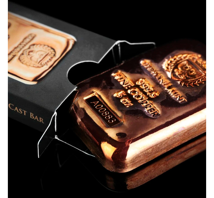 Мідний литий злиток Germania Mint Cast Copper Bar 5oz — колекційний 155,5 г 999.9
